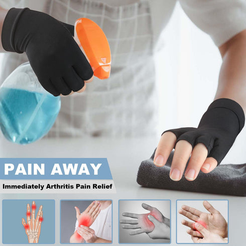 2 Pairs Copper Arthritis Compression Gloves for Rheumatoid, Osteoarthritis, Carpal Tunnel Pain Relief, Compression Hand Gloves for Women & Men,Ant...
