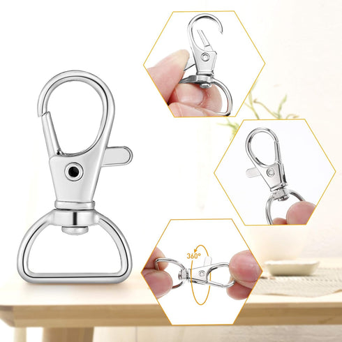 Hotop 35 Pieces Swivel Clasps Lanyard Snap Hooks Keychain Clip Hook Metal Lobster Claw Clasp with D Rings for Keychain Purse Hardware Sewing Craft...