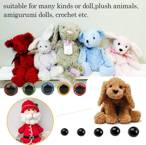 Safety Eyes 796pcs Plastic Safety Eyes and Noses, 6-20mm Black Craft Doll Eyes with Washers Assorted Sizes Bear Nose for Plush Animal Crochet Bear...