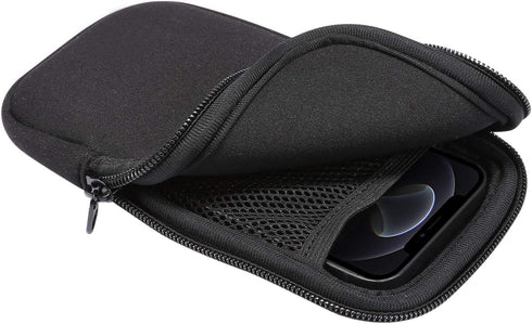 Neoprene Small Size Cell Phone Sleeve, Zip Wallet Pouch with Neck Strap for iPhone 16, 16e, 15 14 Pro, iPhone 13 12 Pro iPhone 13 12 Mini 11 Pro i...