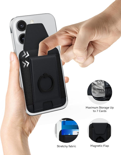 3-in-1 Magnetic Wallet with Phone Ring Stand, Compatible with Mag-Safe Wallet, Magnetic Privacy Flap, Phone Wallet with Phone Ring for iPhone 15/1...