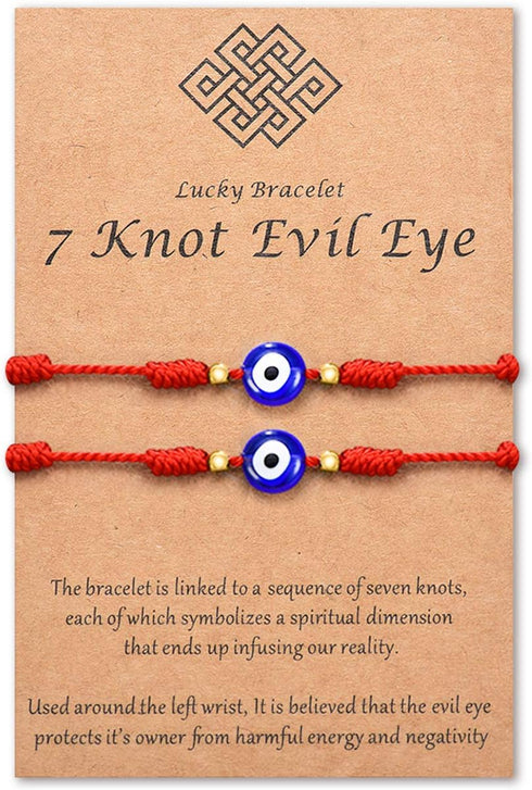 Tarsus (Ver.3) Evil Eye 7 Knot Lucky Bracelets Adjustable Red String Amulet for Women Men Boys & Girls...