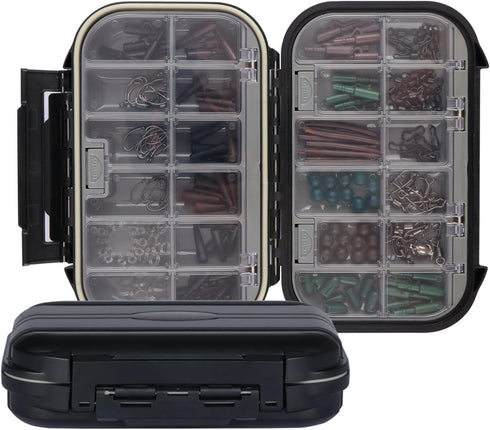 Goture Small Tackle Box,Waterproof Fishing Lure Boxes, 2 sided adjustable Small Plastic Case Small Box Storage Containers Black SMALL 6.69'' X 4.3...