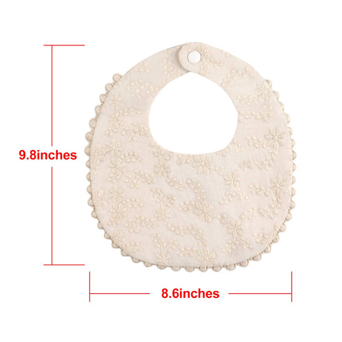 GZMM Baby Bib For Girls,Reversible Waterproof Handmade Natural Cotton Baby Drool Bib 0-12 months 2 Pack (off-white color, 0-12 months)...