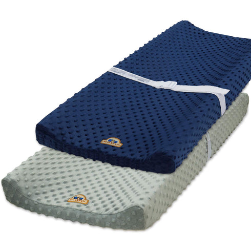 BlueSnail Ultra Soft Minky Dot Changing Pad Cover 2 Pack (Gray+Navy, 2 Pack)...