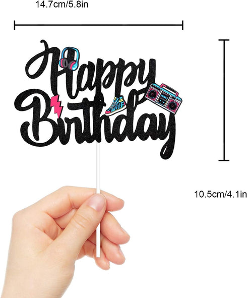 Happy Birthday 90's Throwback Cake Topper - Totally 1990s Party Cake Supplies - 90's Decade Throwback Party Favors Decorations...