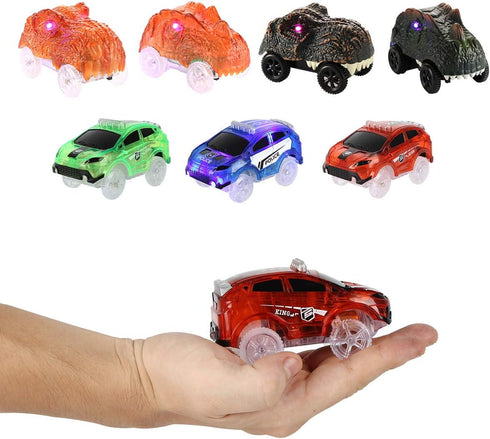 Tracks Cars Replacement only, Toy Cars for Tracks Glow in The Dark, Magic Car Accessories with 5 Flashing LED Lights, Compatible with Most Tracks ...