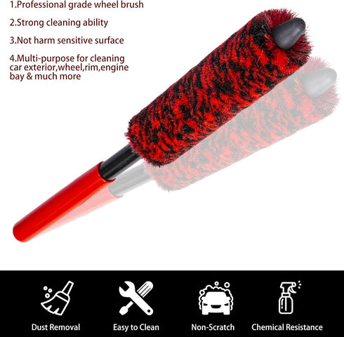 Metal Free Soft Wheel Cleaner Brush, Synthetic Wool Car Cleaning Brush, Highly Water Absorption, Dense and Durable Tire Brush for Cleaning Wheels,...