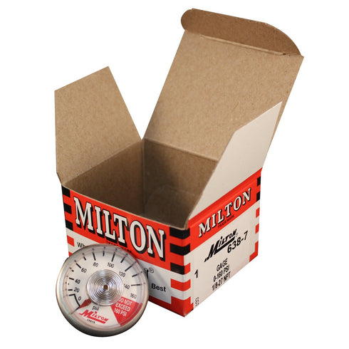 Milton Center Back Mount Pressure Gauge 638-7, 0-160 PSI Pressure Range, 1/8" Male NPT, Great with Compressors, Regulators, Air Lines, Pneumatics ...