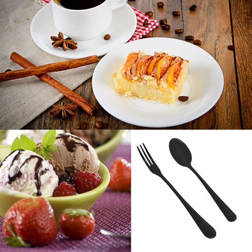 16 Pieces Black Demitasse Espresso Spoon (4 inch) and Stainless Steel Forks (4.8 inch), DaKuan Mini Coffee Spoons & Cake Forks for Dessert, Tea, A...