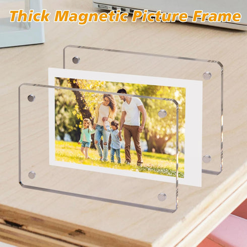 12 Packs Acrylic Fridge Magnetic Picture Frame Magnetic Polaroid Frames for Photos Instax Mini Frame Clear 2.36 x 3.54 Inch...