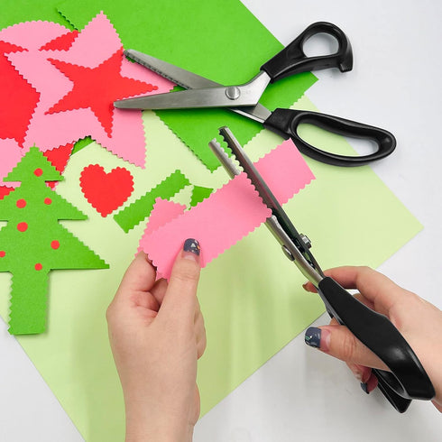 2 pcs Pinking Shears Scissors for Fabric, DaKuan 2 Models Fabric Scissors, Zig Zag Scissors, for Crafting, Paper Cutting, Fabric, Leather Material...