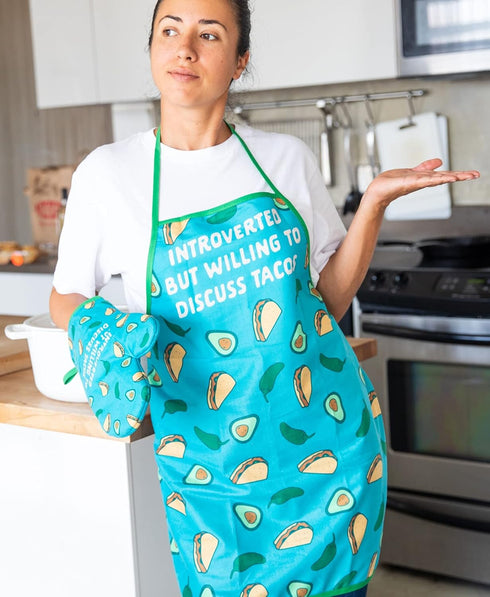 Introverted But Willing to Discuss Tacos Funny Cinco De Mayo Graphic Kitchen Accessories Funny Graphic Kitchenwear Cool Food Novelty Cookware Disc...