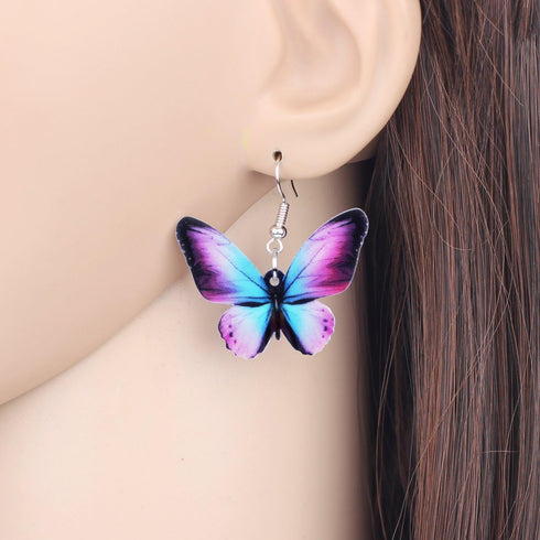 Acrylic Purple Butterfly Jewelry Set Cute Monarch Butterfly Earrings Necklace Charms Insect Dangle Pendant Ornament Gifts for Women...