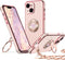 XYZ for iPhone 14 Case with Stand, Phone Case with Double Ring Kickstand, Women Girls Bling Luxury Protective Case Heart for iPhone 14, Pink...