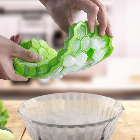 2 PCS Premium Ice Cube Trays, AUSSUA Silicone Ice Cube Molds with Sealing Lid, 74-Ice Trays, Reusable, Safe Hexagonal Ice Cube Molds, for Chilled ...