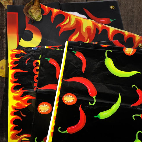 Chili Cook Off Decorations, 71" x 24" Chili Cook Off Banner, 3 Pcs Chili Pepper Plastic Tablecloth Table Cover 53" x 108", Mexican Fiesta Chili Co...