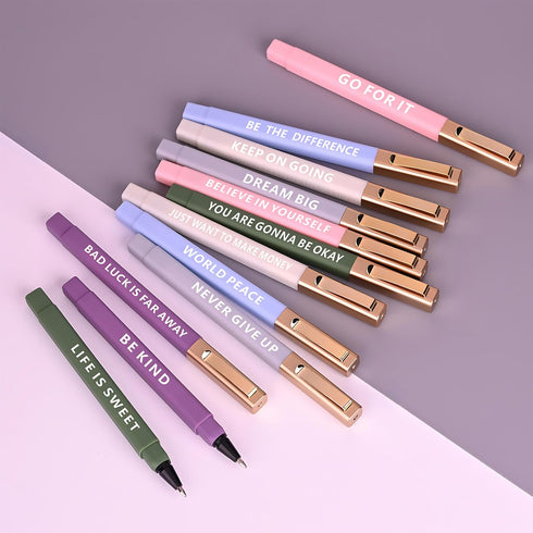 Ballpoint Pens, 12 Pcs Colorful Inspirational Quotes Pens, 1.0 mm Medium Point Black Ink Gift Pens, Journaling Pens, Motivational Writing Pens Off...