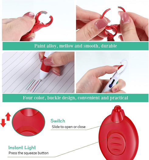 30 Pieces Badge Reel Pen Retractable Shuttle Pens Clip with Mini Highlighter Nurse Pens Neon Marker Pen LED Keychain Flashlight Key Ring Nursing K...