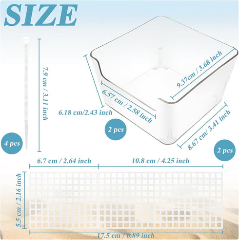 2 Pack Hermit Crab Water Tank, Hermit Crab Cage Accessories with Climbing Ramp Hermit Crab Aquarium Salt Water Pool for Small or Medium Hermit Cra...