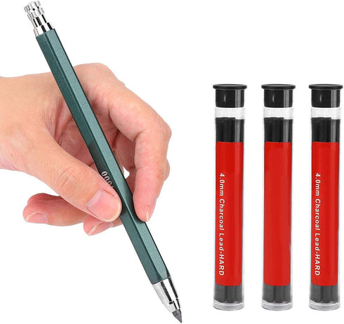 4mm Metal Mechanical Pencil Set, Artist Drafting Automatic Pencil Portable Erasable Charcoal Draft Pen Art Making Writing Drawing Clutch Painting ...