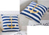 Nautical Decorative Pillow Cover, Stripes and Gold Anchor Pattern 18X18 (Navy Stripes)...
