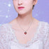 Uloveido Red Crystal Heart Necklace and Earrings Wedding Jewelry Set for Women BME53...