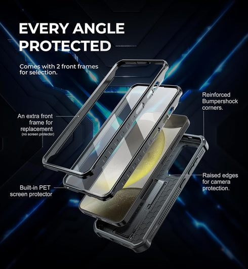 Dexnor for Samsung Galaxy S24 Case with Built-in Slide Camera Cover & Screen Protector & Kickstand, Heavy-Duty Shockproof Rugged Case Full-Body Bu...