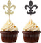 Black and Gold Fleur De Lis Cupcake Toppers French Party Birthday Picks Decorations - 24 Counts...