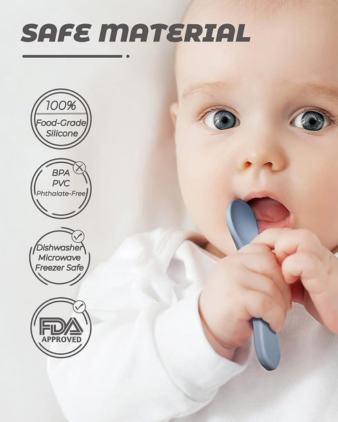 6 Pcs Silicone Baby Spoons and Baby Forks, Chewable Baby Utensils for Self-Feeding, Silicone Baby Utensils, Kids Utensils for Over 6 Months Babies...