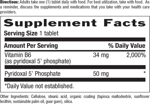 Country Life P-5-P Vitamin B6 – Bioavailable Pyridoxal-5-Phosphate Supplement for Energy, Nervous System Support, and Red Blood Cell Growth – Cert...
