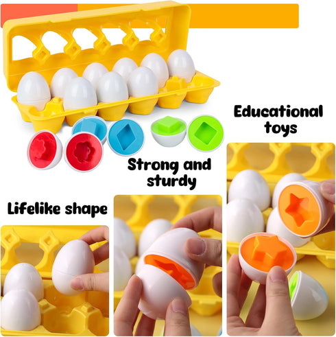 HANSGO 12PCS Matching Eggs shape sorter toy for toddlers 1-3 Educational Toy for Kids Baby Easter Toy Eggs for Boys Girls...