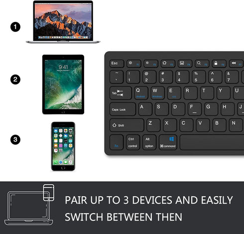 HZD Wireless Keyboard for iPad, Bluetooth Keyboard Compatible with iPad Air/iPad Pro/iPad Mini, iPhone,Tablet, Smartphone, Laptop, Windows/Android...