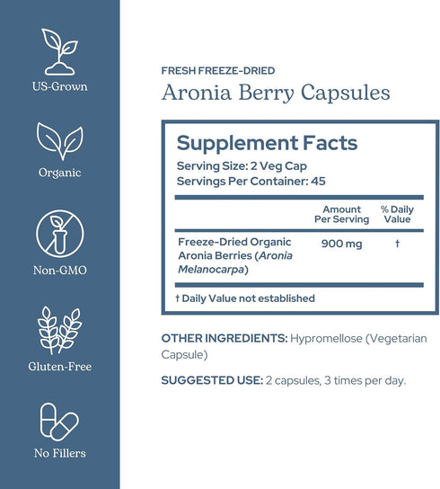 Eclectic Institute Raw Freeze-Dried Organic Aronia Berry Capsules | Supports Heart, Immune System, Digestive, and Urinary Tract Health | 90 CT (45...
