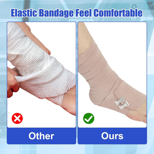 8 Pack Premium Elastic Bandage Wrap, Compression Wrap Bandage for Legs, Self-Closing Elastic Bandage Wrap - Hook & Loop Fasteners at Both Ends - L...