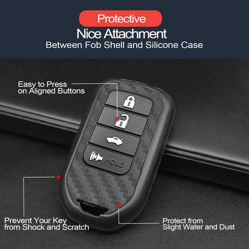 2pcs Compatible with Honda Accord Civic CR-V HR-V Pilot CR-Z Fit Ridgeline Crosstour Odyssey Insight Carbon Fiber Looks Key Fob Cover Case Key Cha...