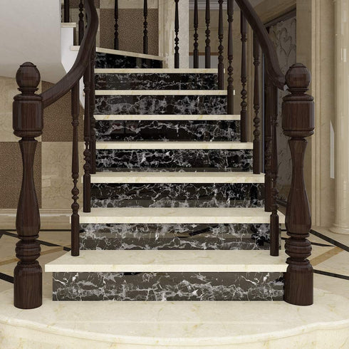 Livelynine Peel and Stick Countertop Contact Paper Waterproof Kitchen Countertop Paper Black Marble Wallpaper for Furniture Desk Table Cabinet Cov...