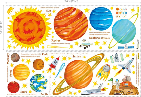 DECOWALL SG2-1501 The Solar System Kids Wall Stickers Wall Decals Peel and Stick Removable Wall Stickers for Kids Nursery Bedroom Living Room (Lar...