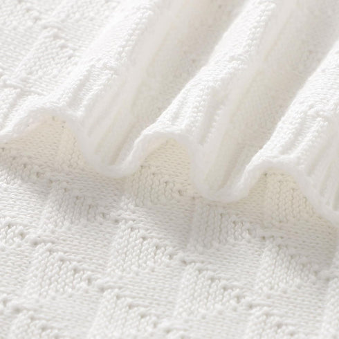 Baby Receiving Blanket for Boys Girls Knit Neutral Swaddle Blankets Soft Lightweight Crib Stroller Blankets for Newborn Infant Toddlers White 30 x...