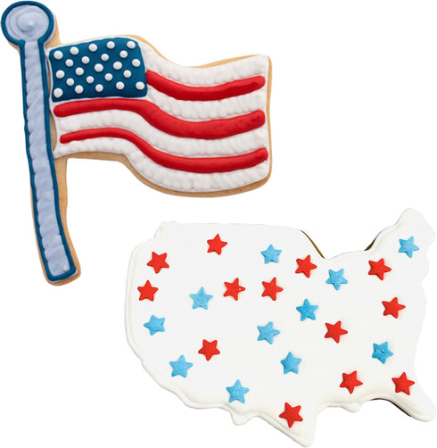 USA Cookie Cutters 2-Pc. Set Made in the USA by Ann Clark, USA Map, American Flag...