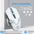 White Bluetooth Mouse, Rechargeable USB Wireless and BT5.0/3.0 Dual Mode Mouse with RGB Light, Side Buttons, 2400 DPI, Ergonomic Cordless Computer...