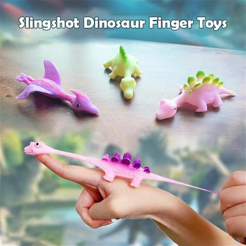 Slingshot Dinosaur Finger Toys, Mini Rubber Dino Figures Finger Sling Shot Toys, Flying Games Party Favors Gift Toy, Funny Gag Gifts for Kids Teen...