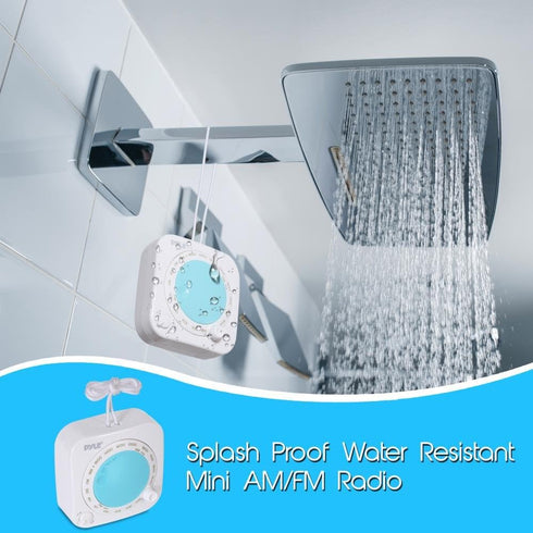 Shower Radio Waterproof Portable Speakers - Portable Shower Bath Accessories - Water Resistant Mini AM/FM Radio with Hanging Strap - Rotary Volume...
