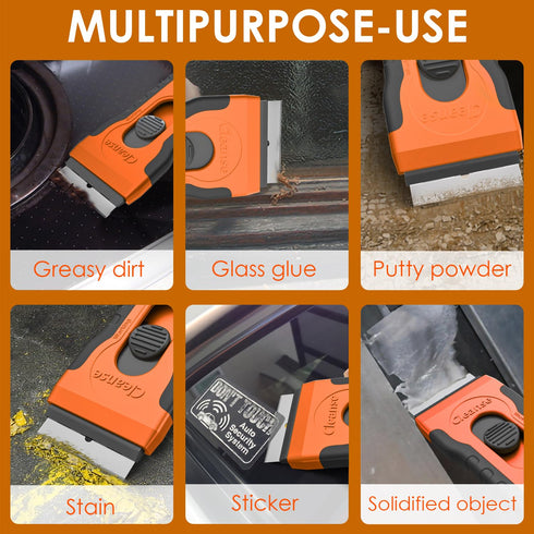 Razor Blade Scraper with 15 Extra Blades: Multi-Surface Cleaning Tool for Glass, Ceramic Cooktops, Ovens, Glass Top Stoves and Foot - Removes Burn...