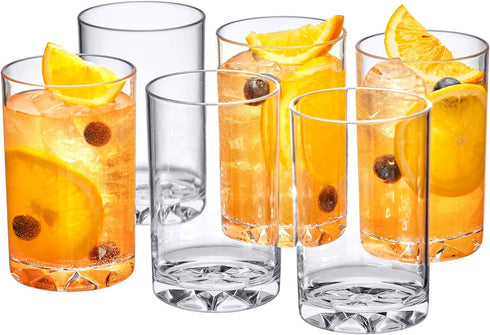 Amazing Abby - Liberty - 10-Ounce Plastic Tumblers (Set of 6), Plastic Drinking Glasses, All-Clear Reusable Plastic Cups, BPA-Free, Shatter-Proof,...