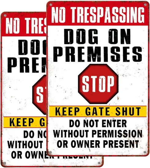 Beware Of Dog Signs For Fence No Trespassing Dog On Premises Sign For Garden?2 Pack ) Dogs Warning Signs For Property Funny Metal Tin Signs Beware...