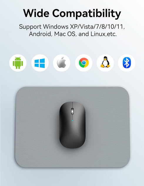 TECKNET Bluetooth Mouse, Rechargeable 2.4G Wireless Mouse for Laptop, Tri-Mode Slim Silent Computer Mouse 4000 DPI Portable for MacBook/iPad/Andro...