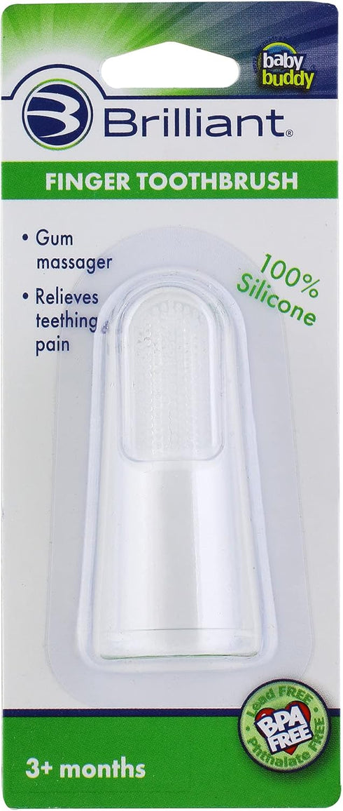 Brilliant Baby Finger Toothbrush - Silicone Gum Massager and Teether Brush for Babies and Toddlers - 3 Months Old and Up, Newborn Essentials for C...