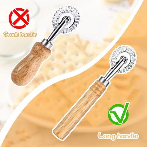 Bewudy Pastry Cutter Wheel, Professional Pasta Maker Cutter Wheel with Roller, Zinc Alloy Dumpling Lace Dough Noodle Ravioli Pizza Making Cutter f...
