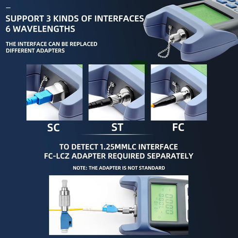 FTTH Fiber Optical Cable Tester Tool Fiber Optic Power Meter Test Seven Wavelength +10 to -70dBm for SC FC ST Connector CATV Testing and Telecommu...